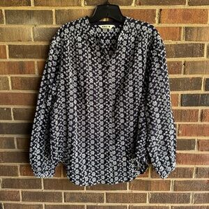 Navy Floral eyelet Blouse - Boden Size 12